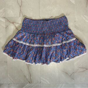 Madison Matthew’s Blue Floral Women's Skirt Ruffle Size Large